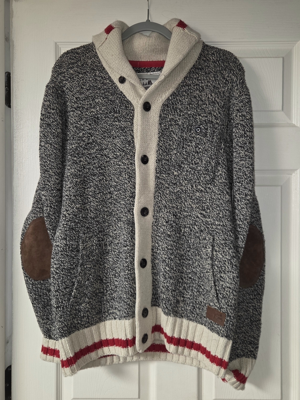 Roots Cabin Mens M Marled Knit Button Front V-Neck Cardigan w/ Pockets